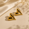 Chunky Gold Heart Earrings | Bold Statement Studs for Women - Pettlez Jewellery
