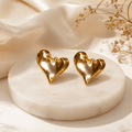 Chunky Gold Heart Earrings | Bold Statement Studs for Women - Pettlez Jewellery