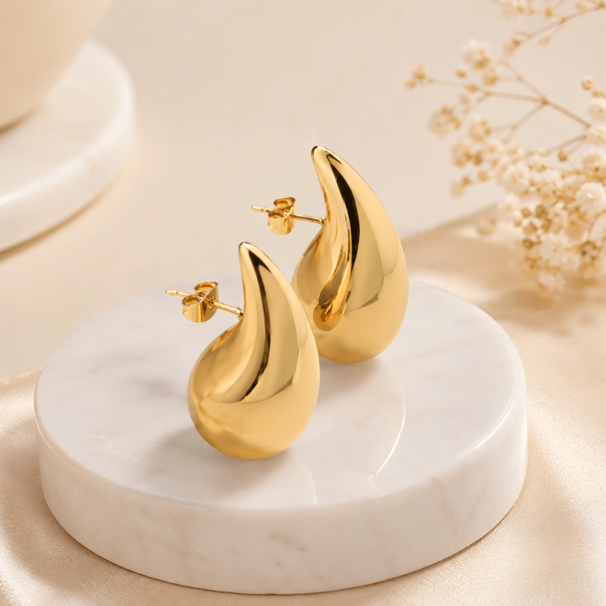 Chunky Gold Teardrop Earrings | Bold Statement Studs for Women - Pettlez Jewellery