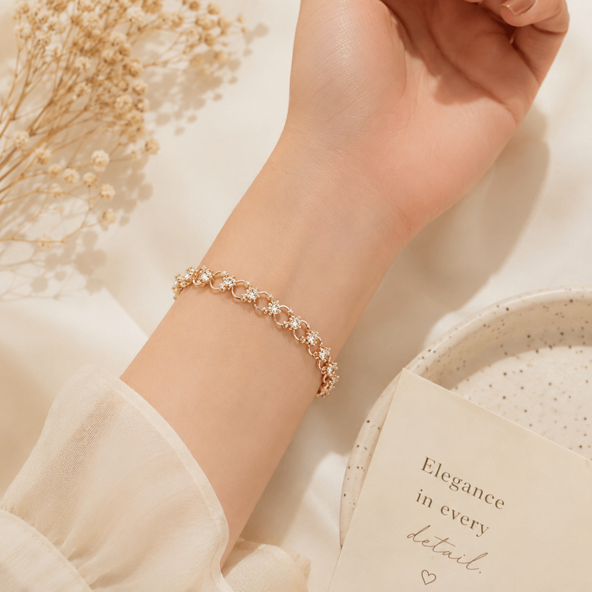 Crystal Link Chain Bracelet | Gold Plated Statement Bracelet for Women - Pettlez Jewellery