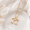 Enamel Bow Pendant Necklace | Gold Coquette Chain for Women - Pettlez Jewellery