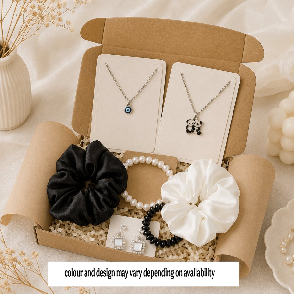 Evil Eye Panda Necklace Rakhi Gift Box for Sister | 6 Pc Jewellery Set - Pettlez Jewellery