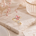 Pink Heart Star Ring | Gold Plated Celestial Ring for Women