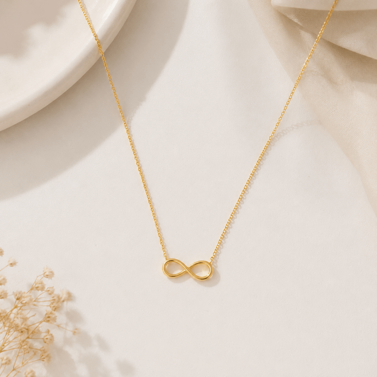 Gold Infinity Pendant Necklace | Minimalist Chain for Women - Pettlez Jewellery
