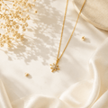 Gold Starburst Pearl Necklace | Celestial CZ Pendant for Women - Pettlez Jewellery