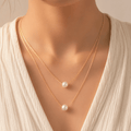 Layered Double Pearl Necklace | Gold Two Chain Necklace for Women - Pettlez Jewellery