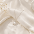 Mother of Pearl Teardrop Necklace | Silver CZ Pendant for Women - Pettlez Jewellery