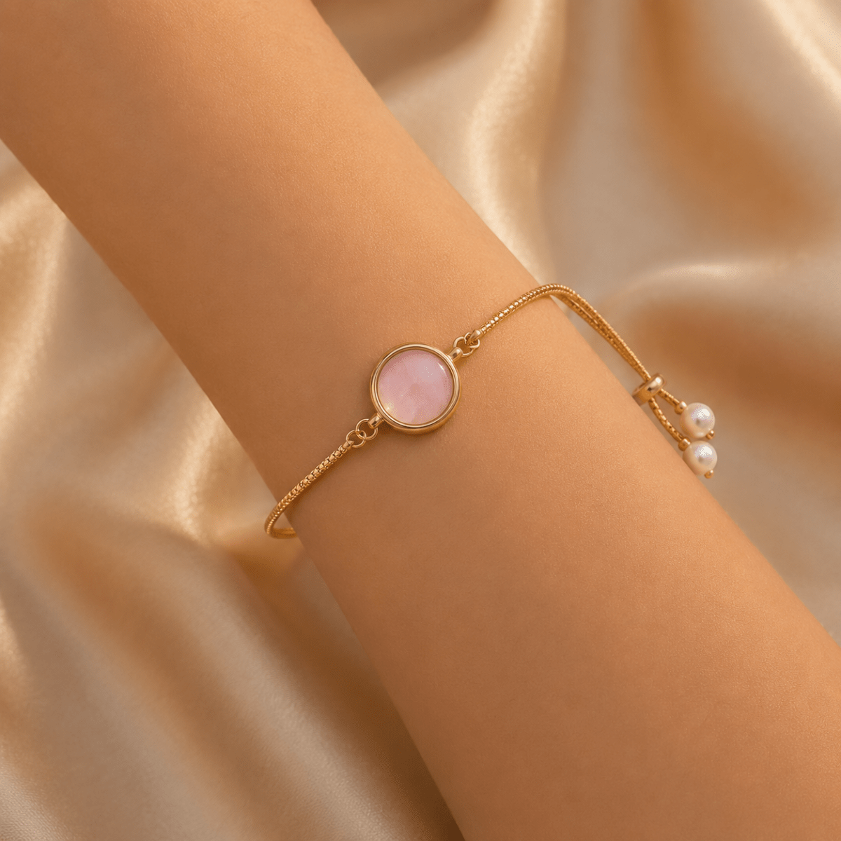 Multi Stone Charm Bracelet | Gold Plated Adjustable Bracelet for Women - Pettlez Jewellery