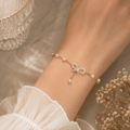 Pearl Bow Charm Bracelet | Gold Plated CZ Bracelet for Women - Pettlez Jewellery