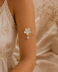 Pearl Flower Arm Cuff | Gold Draped Chain Armlet for Women - Pettlez Jewellery