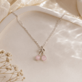Pink Cherry Pendant Necklace | Silver Fruit Charm Necklace for Women - Pettlez Jewellery