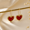 Red Heart Hoop Earrings | Gold Plated Enamel Charm Hoops for Women - Pettlez Jewellery