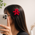 Red Crochet Hair Claw Clip | Cute Knit Hair Accessory for Women