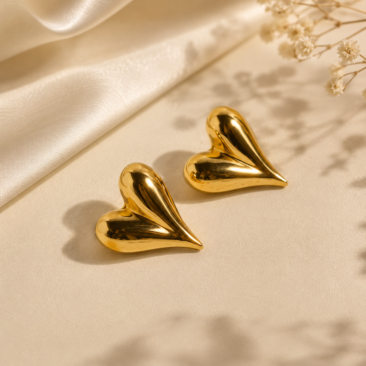 Chunky Gold Heart Earrings | Bold Statement Studs for Women