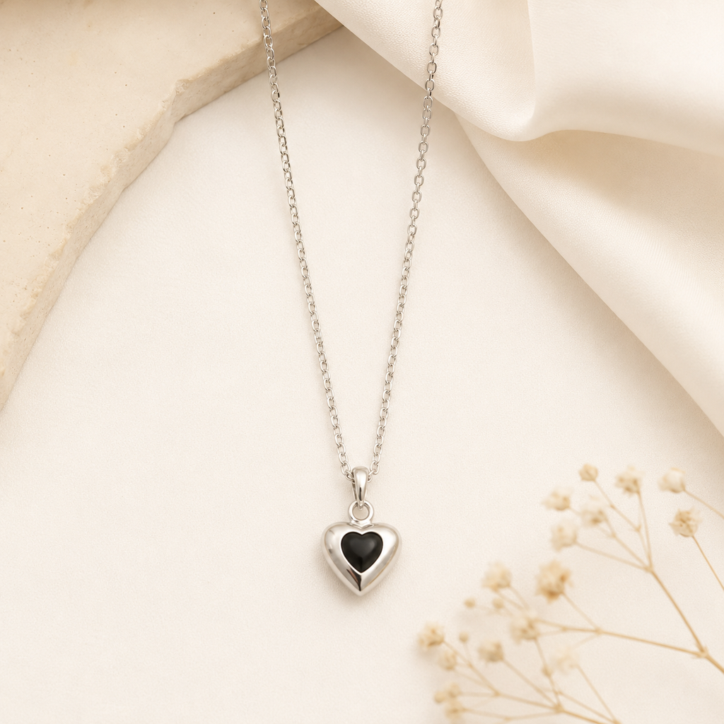 Birthstone Heart Pendant Necklace | Silver CZ Necklace for Women