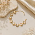 Carved Rose Flower Bracelet | Gold Plated Pearl Rose Bracelet for Women