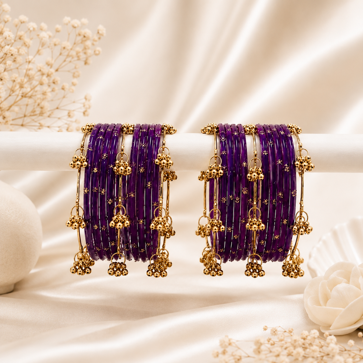 Kashmiri Bangles Set with Jhumki Latkans | Traditional Bridal Chuda for Women