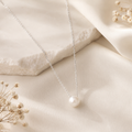 Single Pearl Pendant Necklace | Silver Minimalist Chain for Women