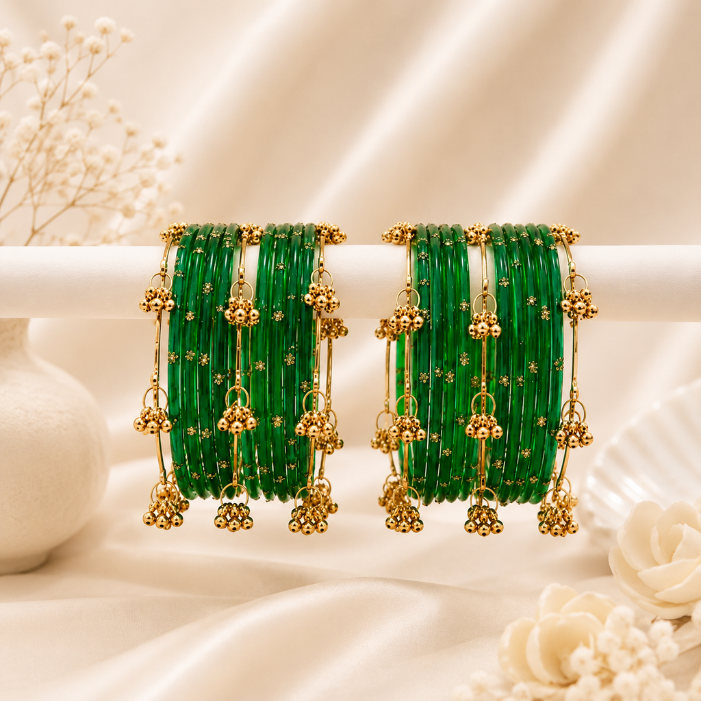 Kashmiri Bangles Set with Jhumki Latkans | Traditional Bridal Chuda for Women