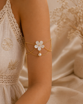 Pearl Flower Arm Cuff | Gold Draped Chain Armlet for Women