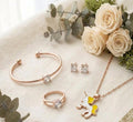 Rose Gold Crystal Unicorn Pendant Necklace & Jewellery Gift Set (4-Piece) - Pettlez Jewellery