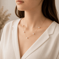 Scattered Pearl Station Necklace | Gold Chain Necklace for Women - Pettlez Jewellery