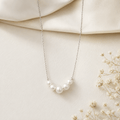 Silver Pearl Cluster Necklace | Delicate Chain Pendant for Women - Pettlez Jewellery
