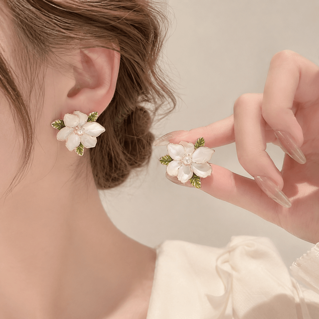 Velvet Flower Stud Earrings | Oversized Floral Statement Earrings for Women - Pettlez Jewellery